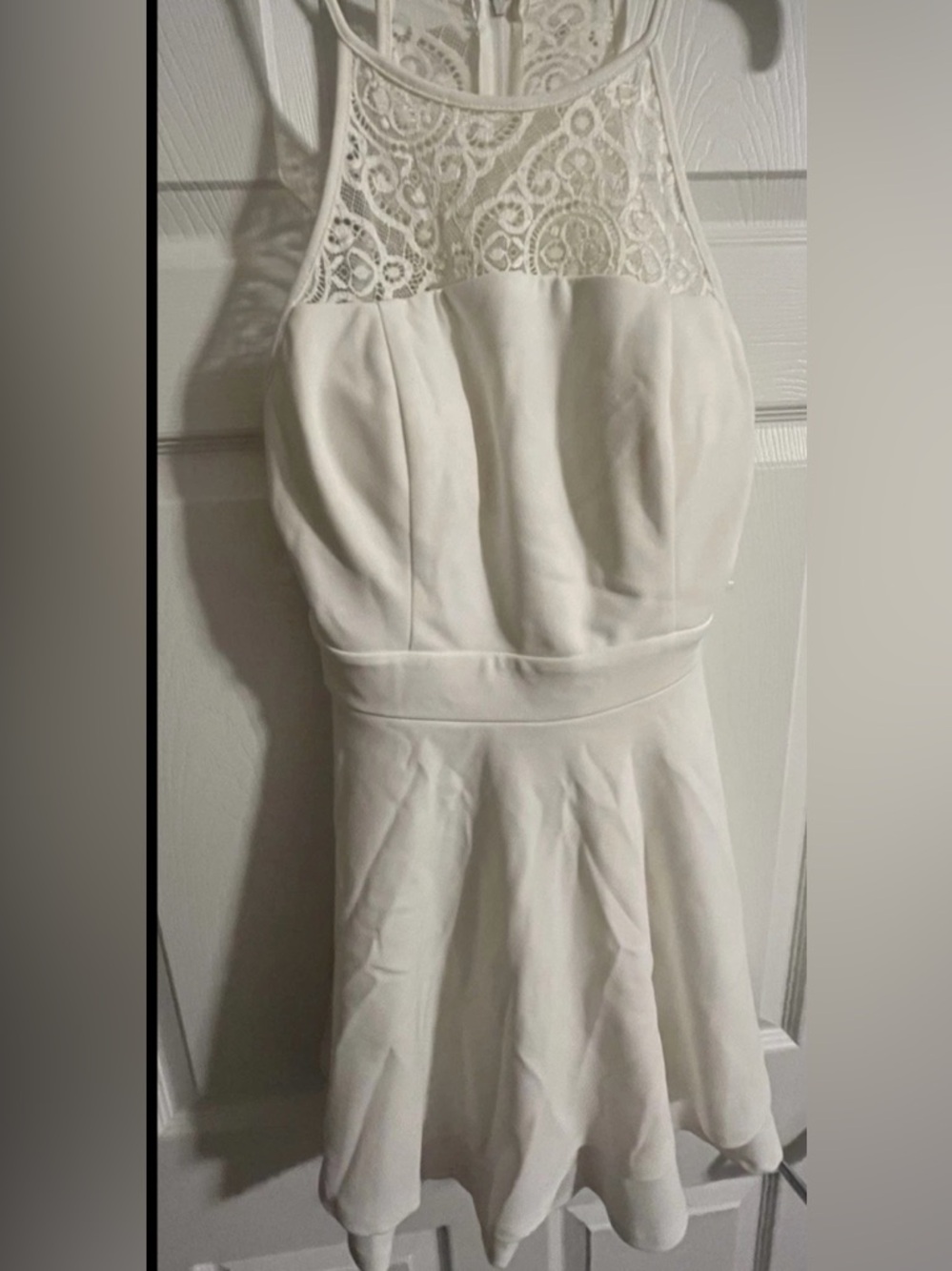 Emerald Sundae White Lace Yoke Mini Dress